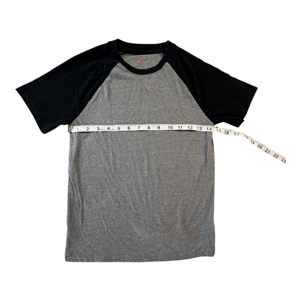 Cat & Jack Boys Tee M (8/10) Gray Black Raglan Short Sleeve Shirt - Picture 6 of 7